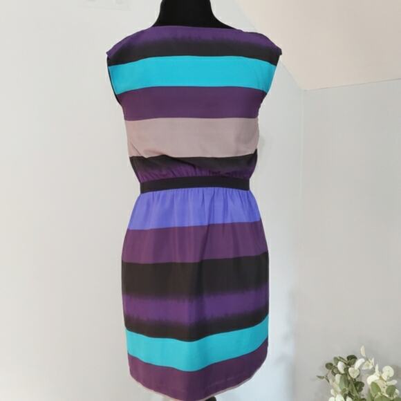 Ann Taylor Loft Color Block Sleeveless Cinched Waist Dress MP - Picture 4 of 10